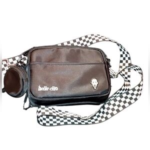 Hello Clio Kindle Bag with Checkered Strap Ghostface Pin
